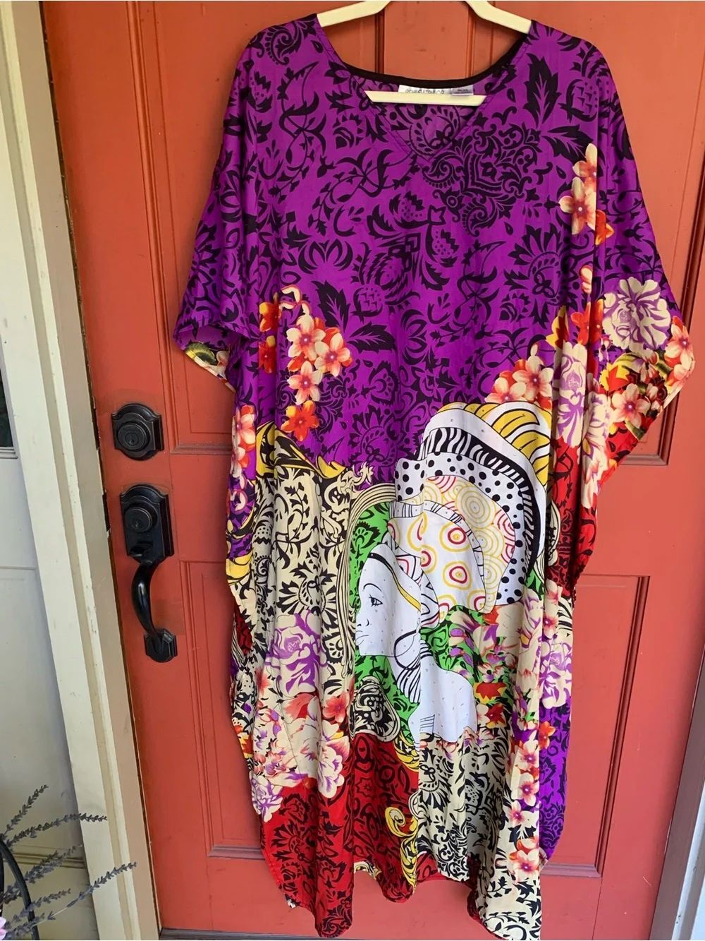 Ashley Taylor Purple & Black Floral Print Tunic Dress